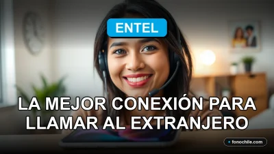 Una mujer latina sonriente habla por teléfono en un entorno moderno, representando las llamadas internacionales de Entel.