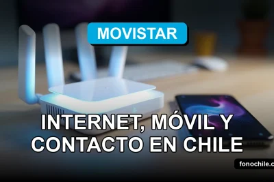 Planes empresariales de internet y móvil de Movistar para empresas en Chile, mostrando un moderno router y un smartphone sobre una mesa de trabajo.