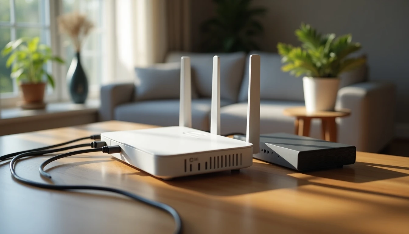 Equipos de fibra óptica y entretenimiento Mundo para el hogar moderno