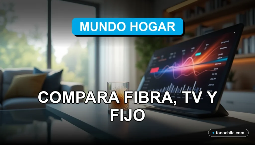 Comparación de planes de fibra óptica, televisión y teléfono fijo para el hogar en 2026 sobre una mesa de diseño moderno.