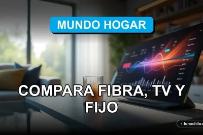 Comparación de planes de fibra óptica, televisión y teléfono fijo para el hogar en 2026 sobre una mesa de diseño moderno.