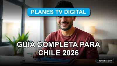 Guía completa de planes de televisión digital para Chile 2026 en pantalla de tablet con gráficos abstractos.