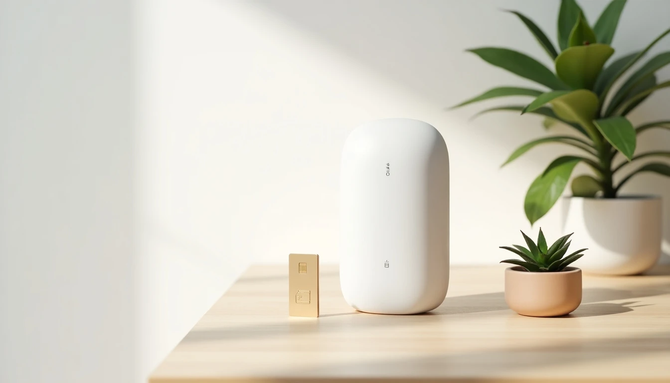 Router WiFi portátil Movistar y chip SIM sobre mesa, concepto de internet móvil.