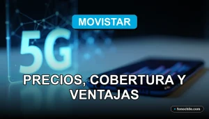 Modern smartphone displaying abstract data graphs, resting on a clean table with a glowing blue 5G symbol projected beside it.