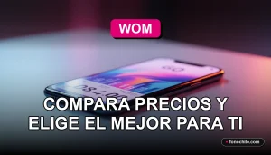 Comparador de planes de telefonía móvil WOM 2026 mostrando un teléfono inteligente moderno sobre una mesa.
