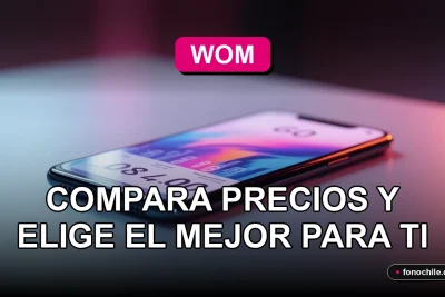 Comparador de planes de telefonía móvil WOM 2026 mostrando un teléfono inteligente moderno sobre una mesa.