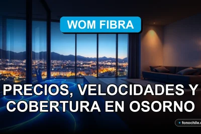 Plan de internet fibra óptica WOM 2026 mostrando cobertura y velocidad en la ciudad de Osorno