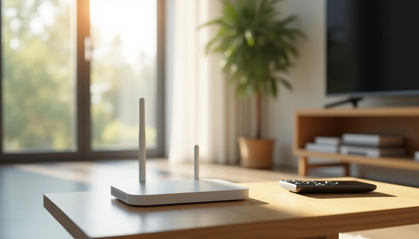 Router y control modernos en hogar con internet fibra óptica WOM