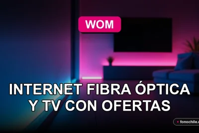 Oferta de Fibra Óptica y TV WOM Hogar 2026 en un salón moderno con conexión de alta velocidad.