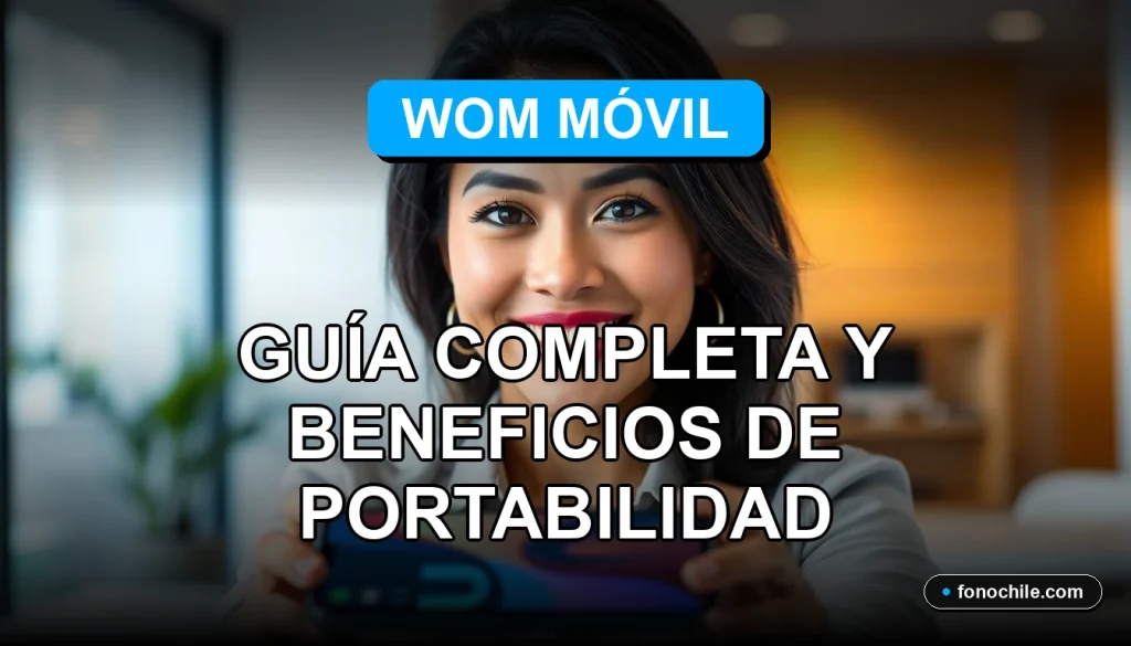 Una mujer latina sonriendo con confianza, representando el servicio de portabilidad numérica de WOM Móvil para 2026.