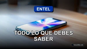 Un teléfono inteligente moderno sobre un escritorio de madera, mostrando gráficos abstractos en su pantalla, representando la política de bloqueo de Entel.