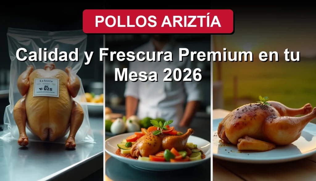 Pollos Ariztía premium fresh whole chicken and chicken cuts on a modern kitchen counter, showcasing quality for 2026.