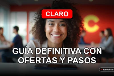 Una mujer hispana sonriendo, representando el servicio de portabilidad de Claro, con un teléfono inteligente moderno en una mesa.