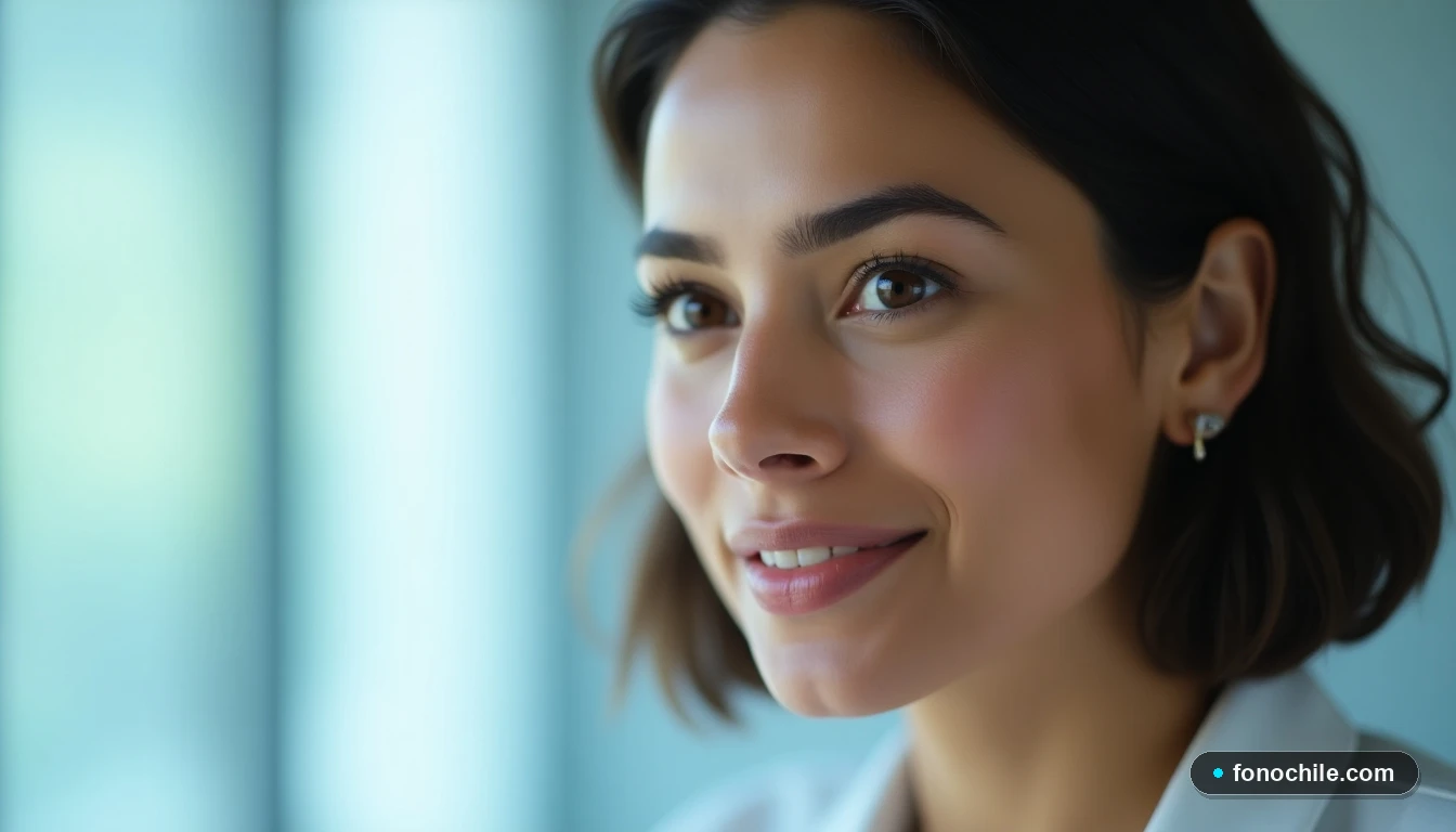 Primer plano de una asesora de Movistar explicando los beneficios de la portabilidad con una actitud cercana y profesional.