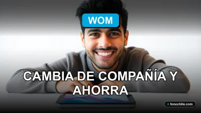Un hombre sonriente revisa su teléfono móvil en un entorno moderno, representando el proceso fácil de portabilidad numérica a WOM.