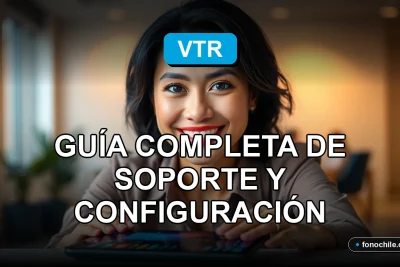Guía de portabilidad numérica VTR 2026, mujer hispana sonriente, servicio al cliente, fondo moderno y minimalista.