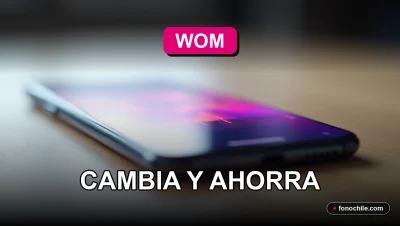 Portabilidad de número a la red WOM con gráficos de ahorro en pantalla de teléfono inteligente.