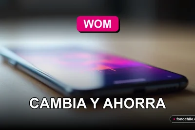 Portabilidad de número a la red WOM con gráficos de ahorro en pantalla de teléfono inteligente.