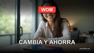 Portabilidad a WOM en 2026, teléfono inteligente mostrando gráficos abstractos de ahorro.