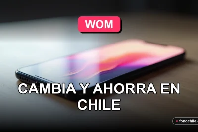 Portabilidad a WOM en Chile: teléfono inteligente moderno con pantalla de gráficos abstractos sobre escritorio de madera.
