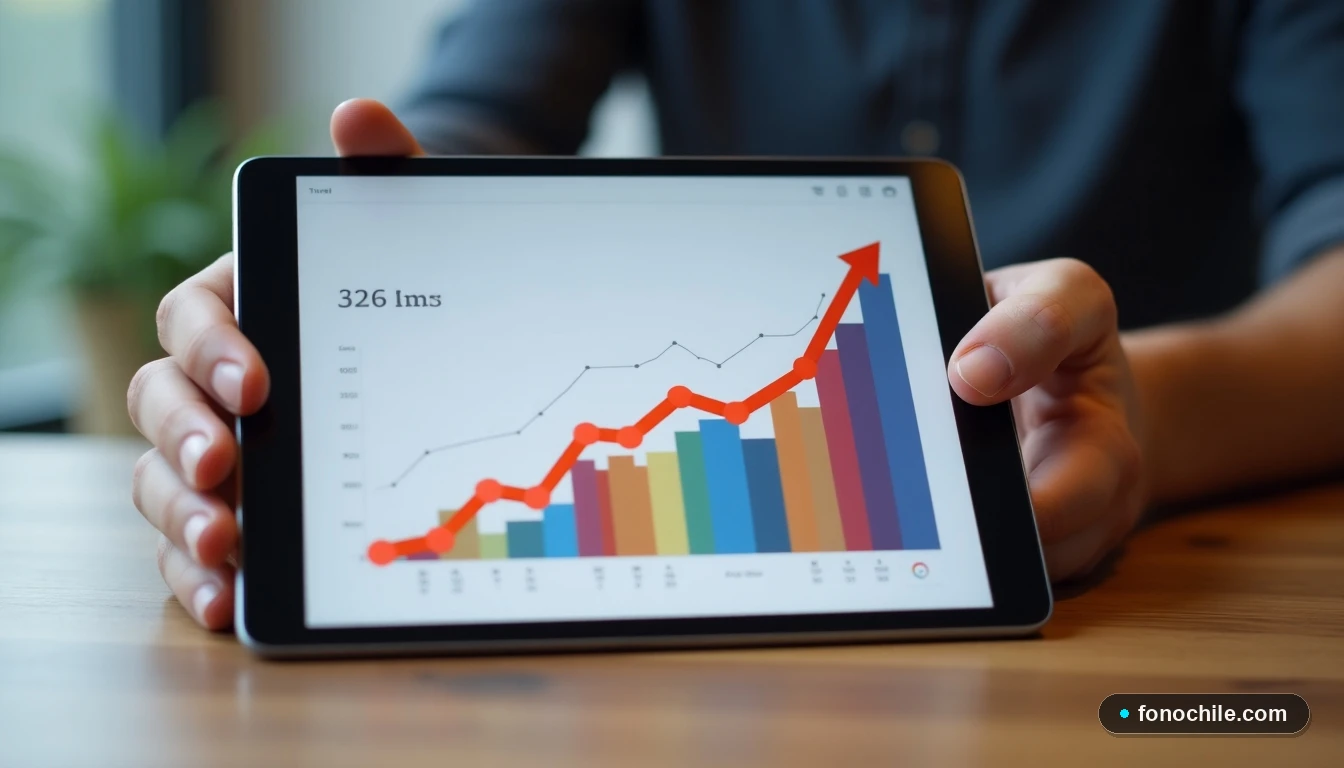 Gráfico abstracto de crecimiento de la portabilidad numérica en Chile mostrando datos estadísticos coloridos.