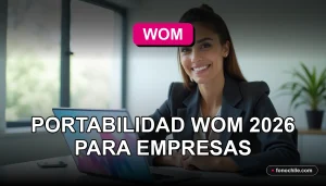 Portabilidad empresarial WOM 2026, servicio de migración de números para empresas en un escritorio moderno.