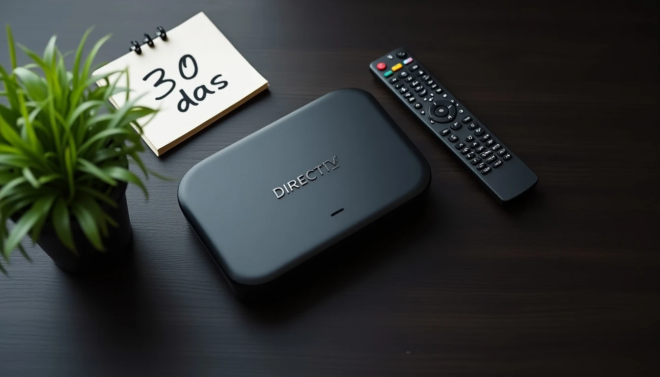 Receptor y control remoto de DIRECTV Prepago sobre una mesa, representando el servicio de 30 días.