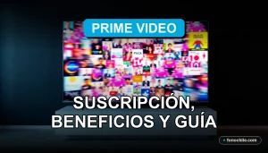 Suscripción a Prime Video Chile 2026 mostrando beneficios en una pantalla de televisor moderno.