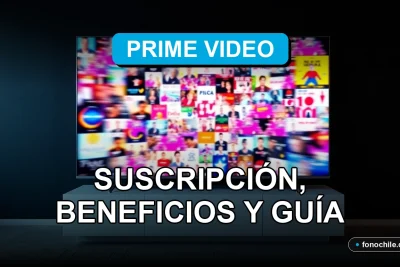 Suscripción a Prime Video Chile 2026 mostrando beneficios en una pantalla de televisor moderno.