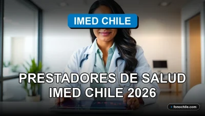 Una doctora de IMED Chile revisa datos de salud en una tablet con gráficos abstractos.