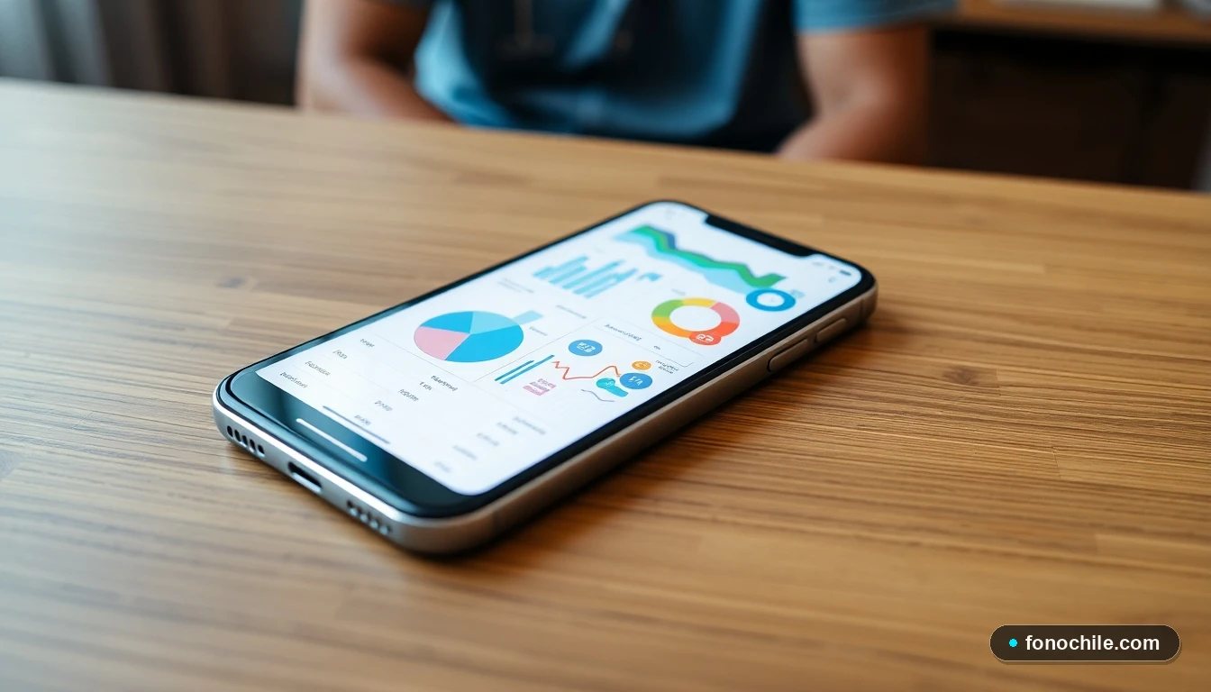 Smartphone mostrando un análisis visual de la red de prestadores de salud en Chile