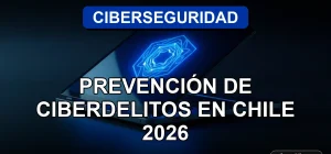 Concepto moderno de ciberseguridad y protección digital en Chile, mostrando un escudo digital abstracto sobre un fondo tecnológico.