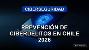 Concepto moderno de ciberseguridad y protección digital en Chile, mostrando un escudo digital abstracto sobre un fondo tecnológico.
