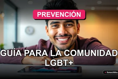 Guía de prevención de enfermedades de transmisión sexual para la comunidad LGBT+ en Chile, mostrando recursos digitales y apoyo comunitario.