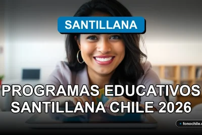 Santillana Chile 2026 educational programs and digital learning materials on a modern tablet.