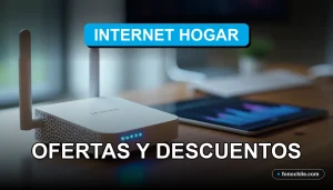 Oferta de internet para el hogar con descuentos promocionales en 2026, mostrando un router moderno en una mesa.