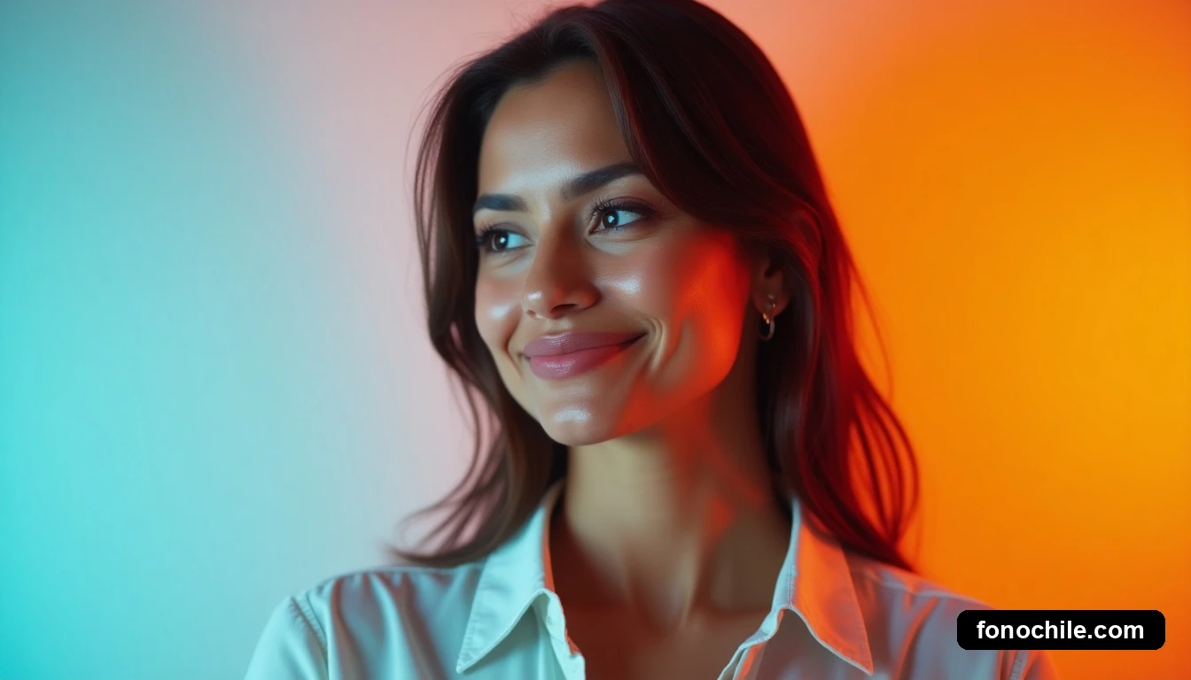 Primer plano de una asesora latina de WOM, con expresión positiva, ilustrando la satisfacción del cliente con los nuevos planes.