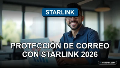 Un hombre hispano sonríe con confianza en una oficina moderna, con un portátil Starlink mostrando gráficos abstractos en el escritorio.