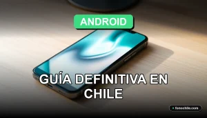 Guía de seguridad para Android 2026 en Chile mostrando un teléfono inteligente moderno con pantalla de gráficos abstractos.