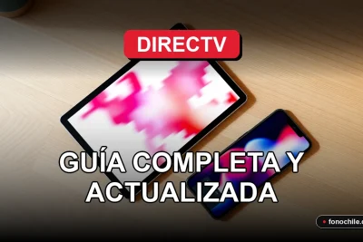 Guía de puntos de pago de DIRECTV en Chile mostrada en una tablet moderna sobre un escritorio de madera.