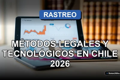 Métodos legales de rastreo de celulares en Chile usando tecnología moderna y gráficos de datos abstractos.
