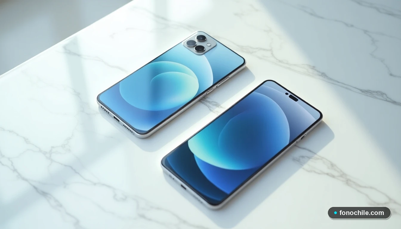 Dispositivos móviles mostrando interfaces de usuario genéricas para recarga de saldo, vista superior en un entorno minimalista.