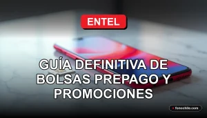 Modern smartphone with abstract colorful graphs on screen, resting on a clean table next to a SIM card, representing Entel prepaid recharge options for 2026.