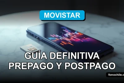 Modern smartphone displaying abstract data graphs, resting on a clean surface with a Movistar SIM card, representing easy mobile recharge in Chile.