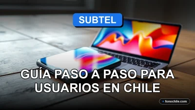 Guía paso a paso para realizar un reclamo ante la Subtel en Chile, representado por un teléfono inteligente y un portátil sobre una mesa de madera.