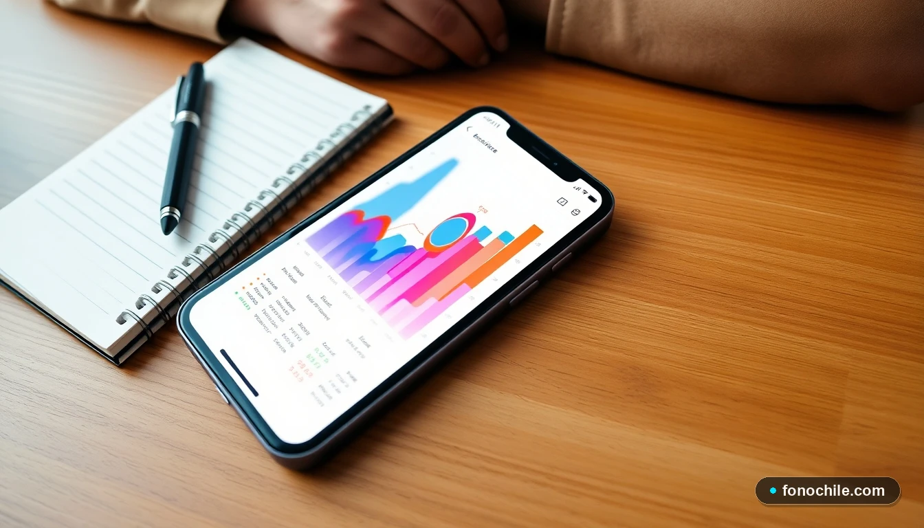 Smartphone mostrando gráficos abstractos de atención al cliente para gestionar reclamos de servicios móviles.