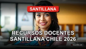 Recursos educativos Santillana Chile 2026 para docentes en una mesa de trabajo moderna.
