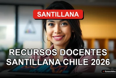 Recursos educativos Santillana Chile 2026 para docentes en una mesa de trabajo moderna.
