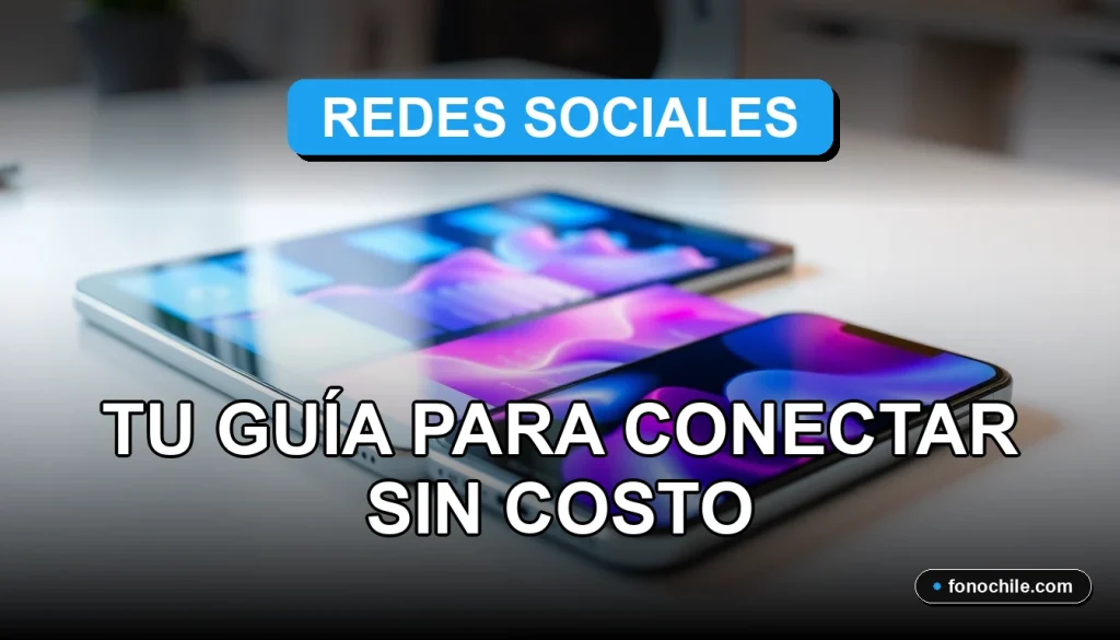 Una guía visual de redes sociales gratuitas en Chile para el año 2026, mostrando conexión digital sin costo.