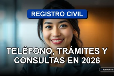 Una mujer latina con expresión amable y profesional, representando el servicio de atención al ciudadano del Registro Civil de Chile.